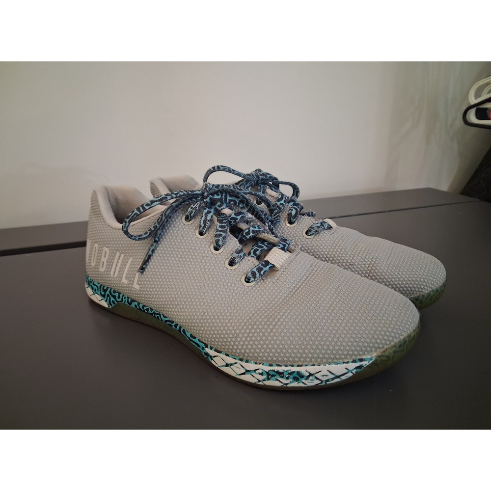 NOBULL Trainer Grey Blue Patterned SuperFabric Mens 9 Womens 10.5 Training Shoes